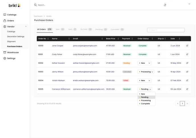 VENDOR PURCHASE ORDERS