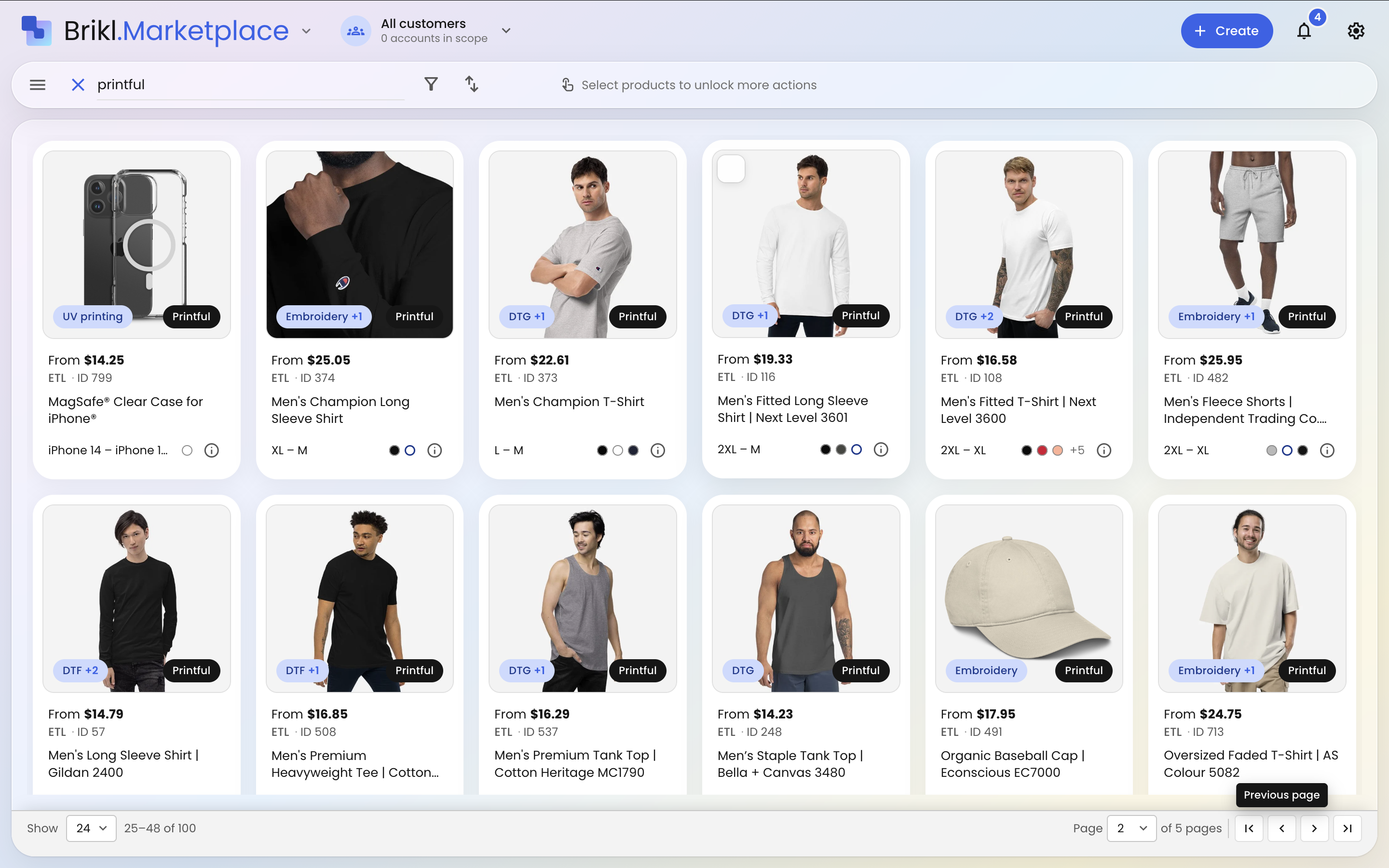 The Brikl Marketplace — browse 8,000+ decorated products from 190+ wholesale brands at live cost of goods