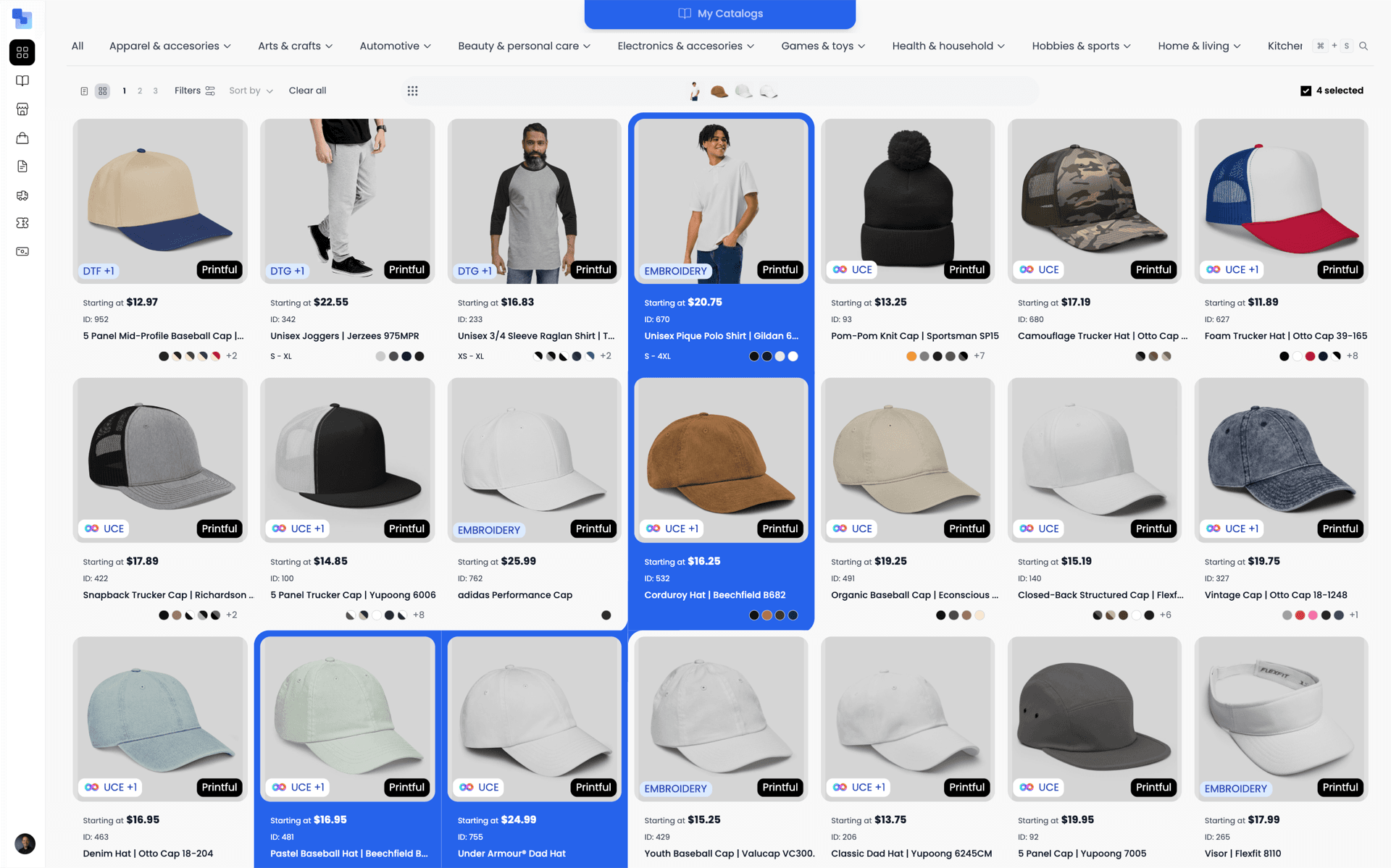 Brikl marketplace showing decorated products ready to add to a store catalog