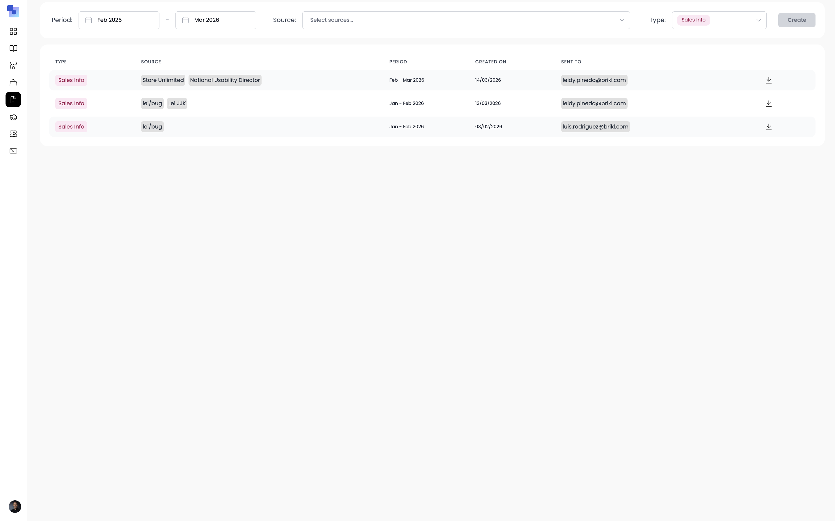 Brikl dashboard showing order tracking and fulfillment status